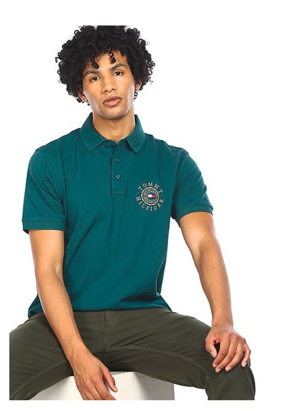 Tommy Hilfiger Teal Polo with Embroidered Crest